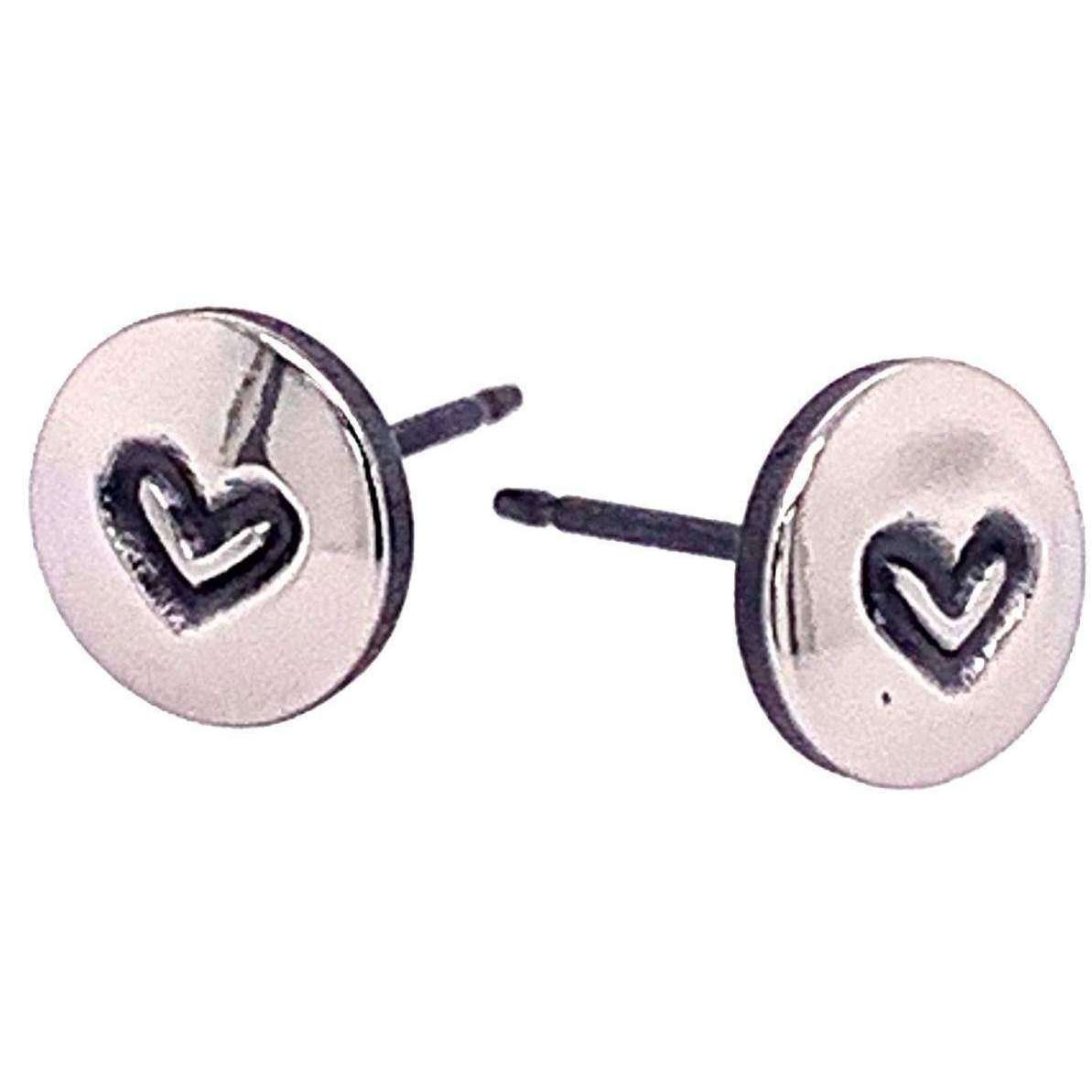 Ti2 Titanium Heart Stud Earrings - Black