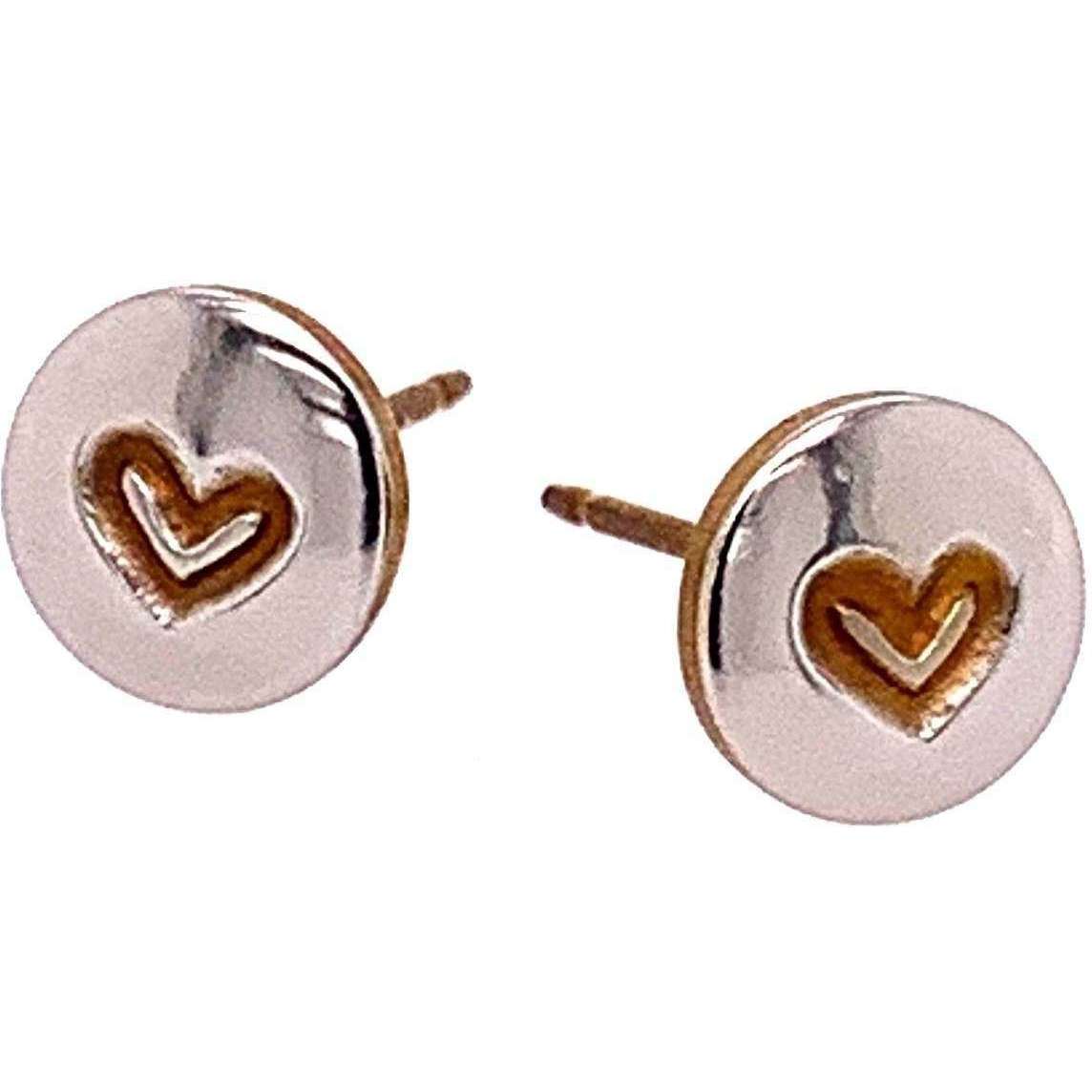 Ti2 Titanium Heart Stud Earrings - Brown