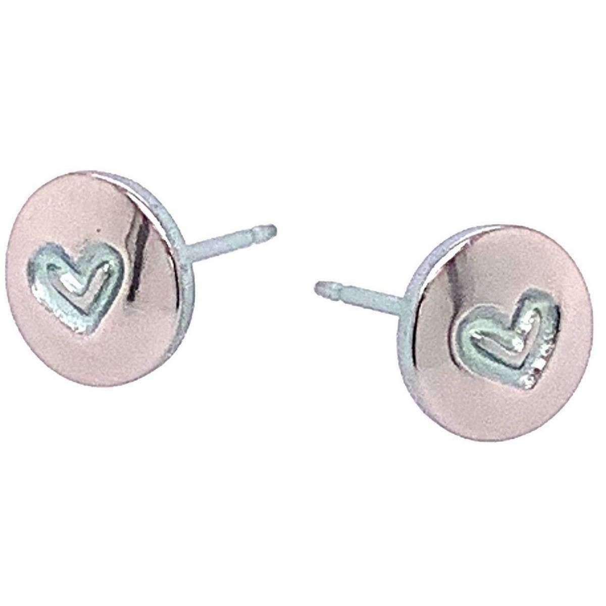 Ti2 Titanium Heart Stud Earrings - Grey