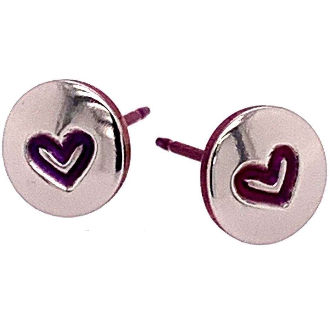 Ti2 Titanium Heart Stud Earrings - Red