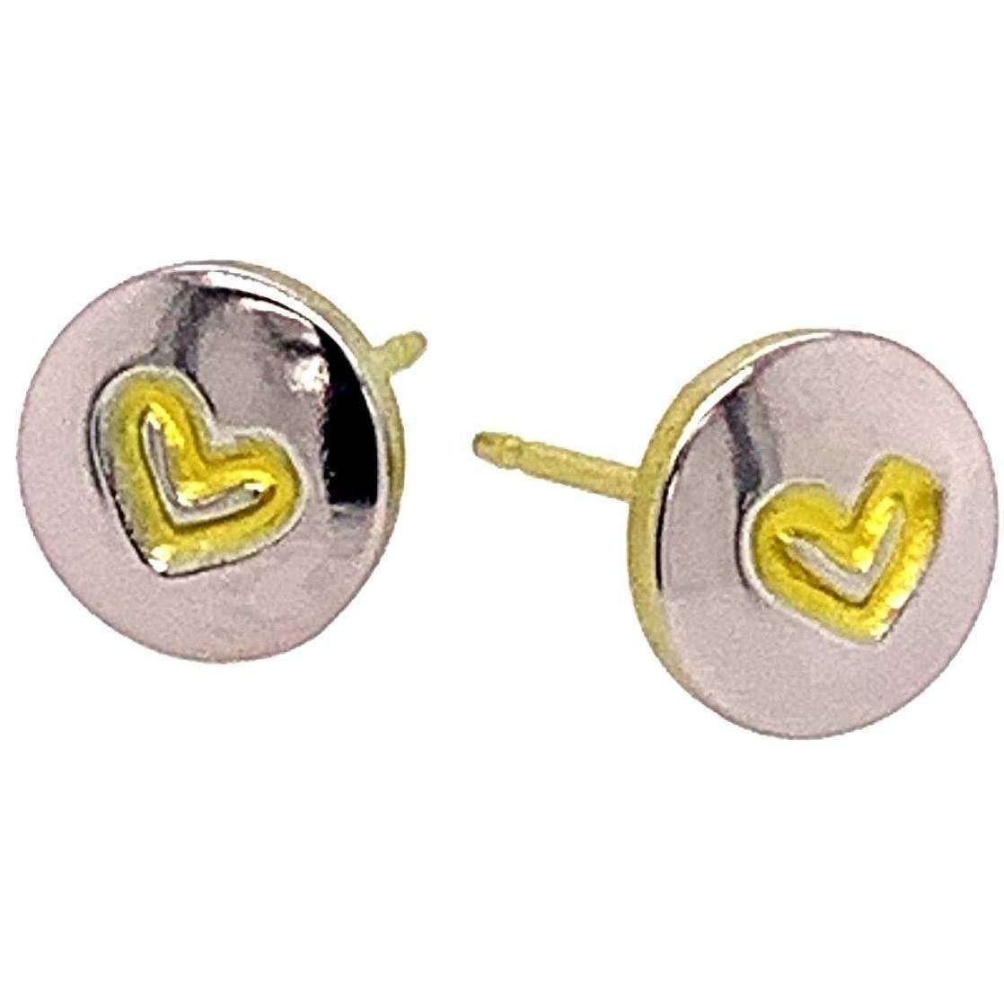Ti2 Titanium Heart Stud Earrings - Yellow