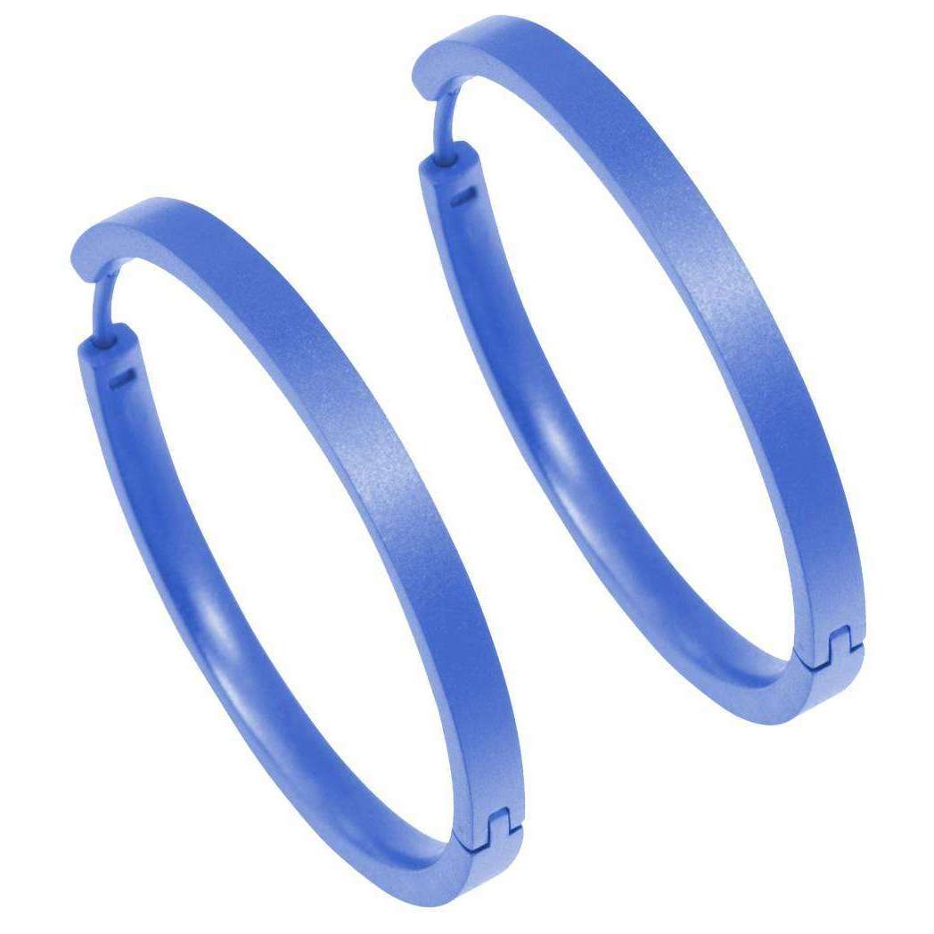 Ti2 Titanium Large Full Hoop Earrings - Navy Blue