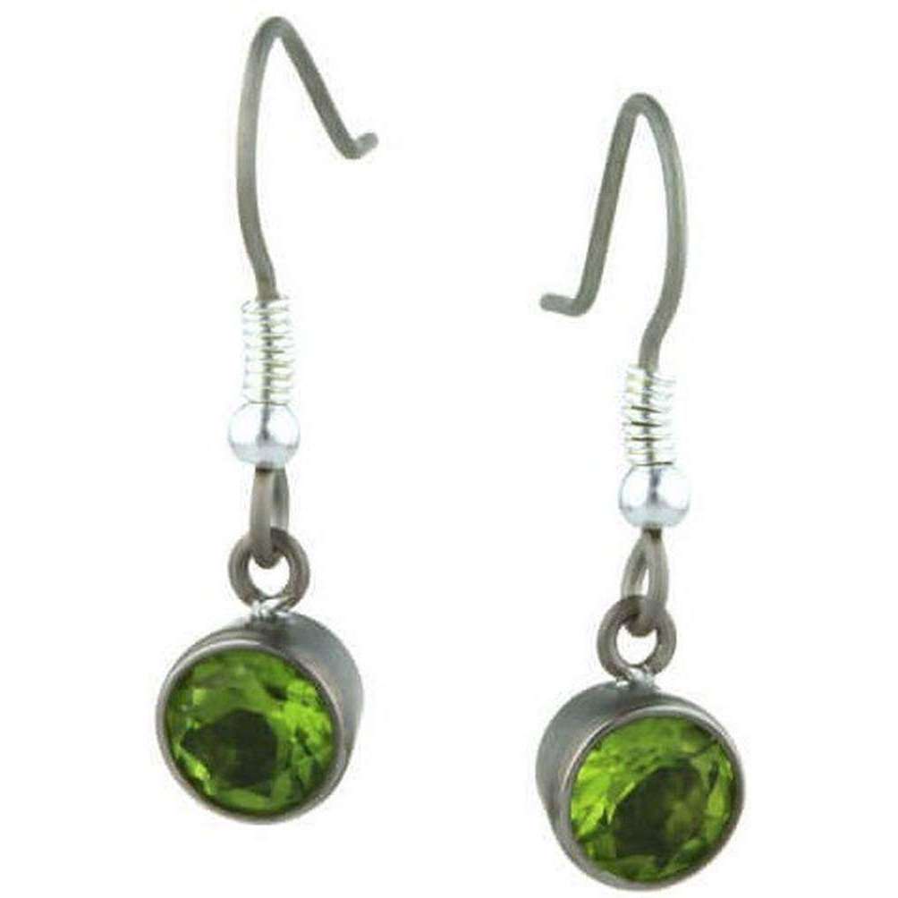 Ti2 Titanium Large Gem Stone Drop Earrings - Green