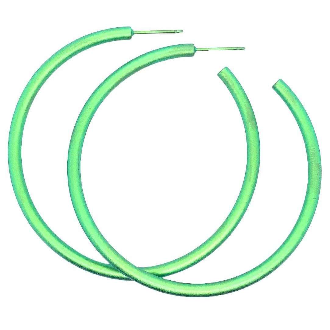 Ti2 Titanium Large Round Hoop Earrings - Green