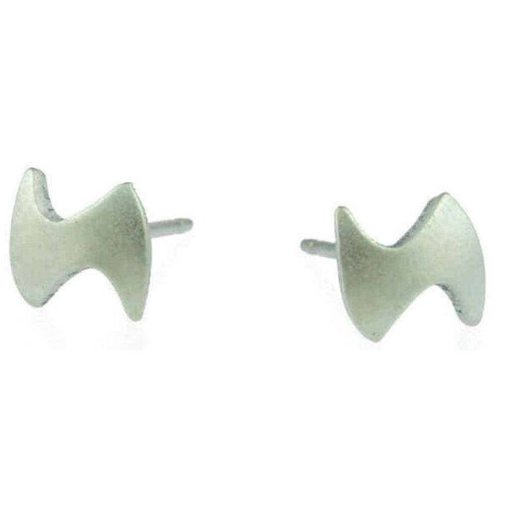 Ti2 Titanium Lightning Bolt Stud Earrings - Aqua Blue