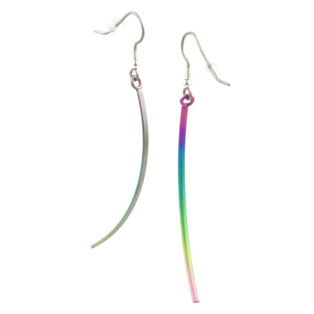 ti2 titanium long drop earrings - multi-colour