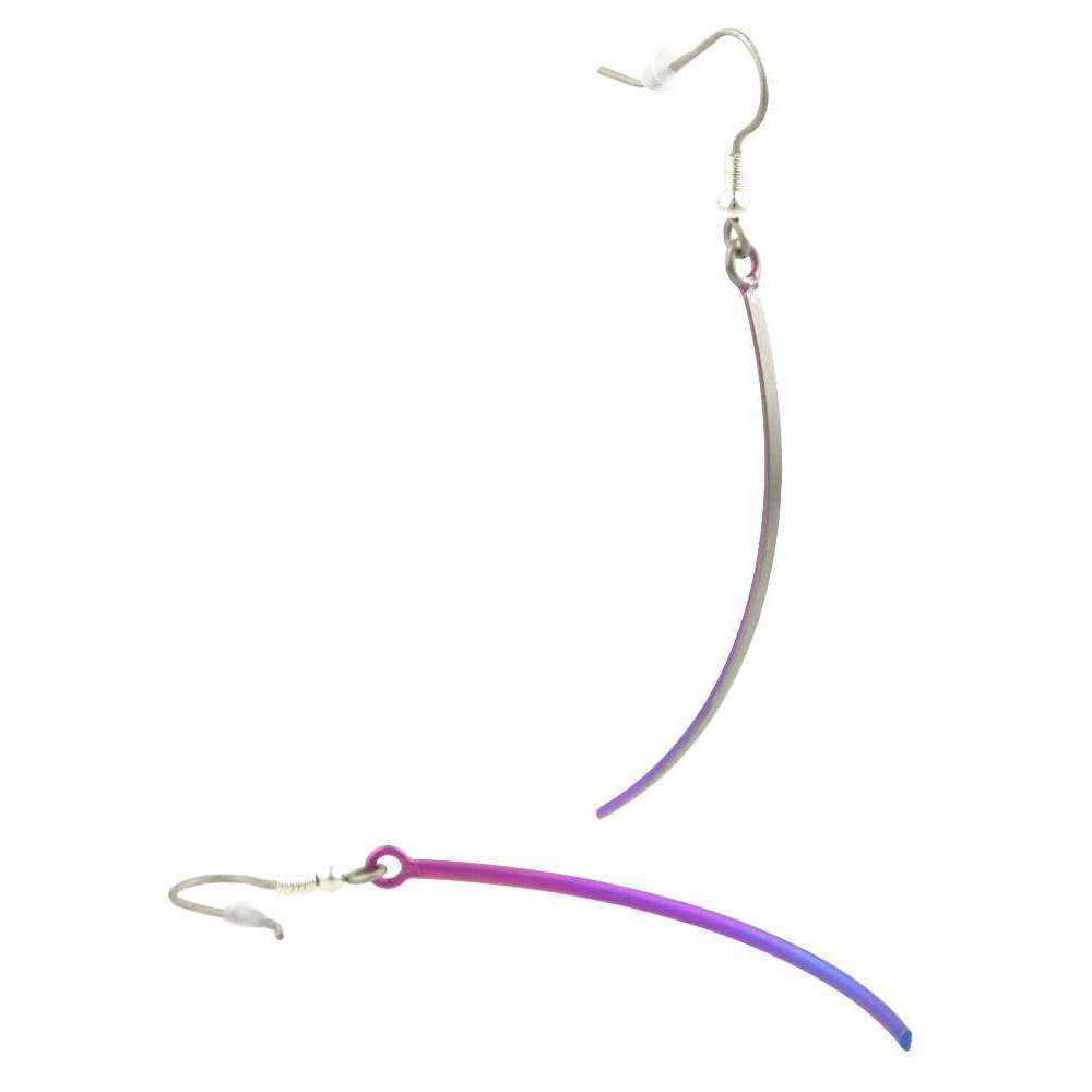 Ti2 Titanium Long Drop Earrings - Pink