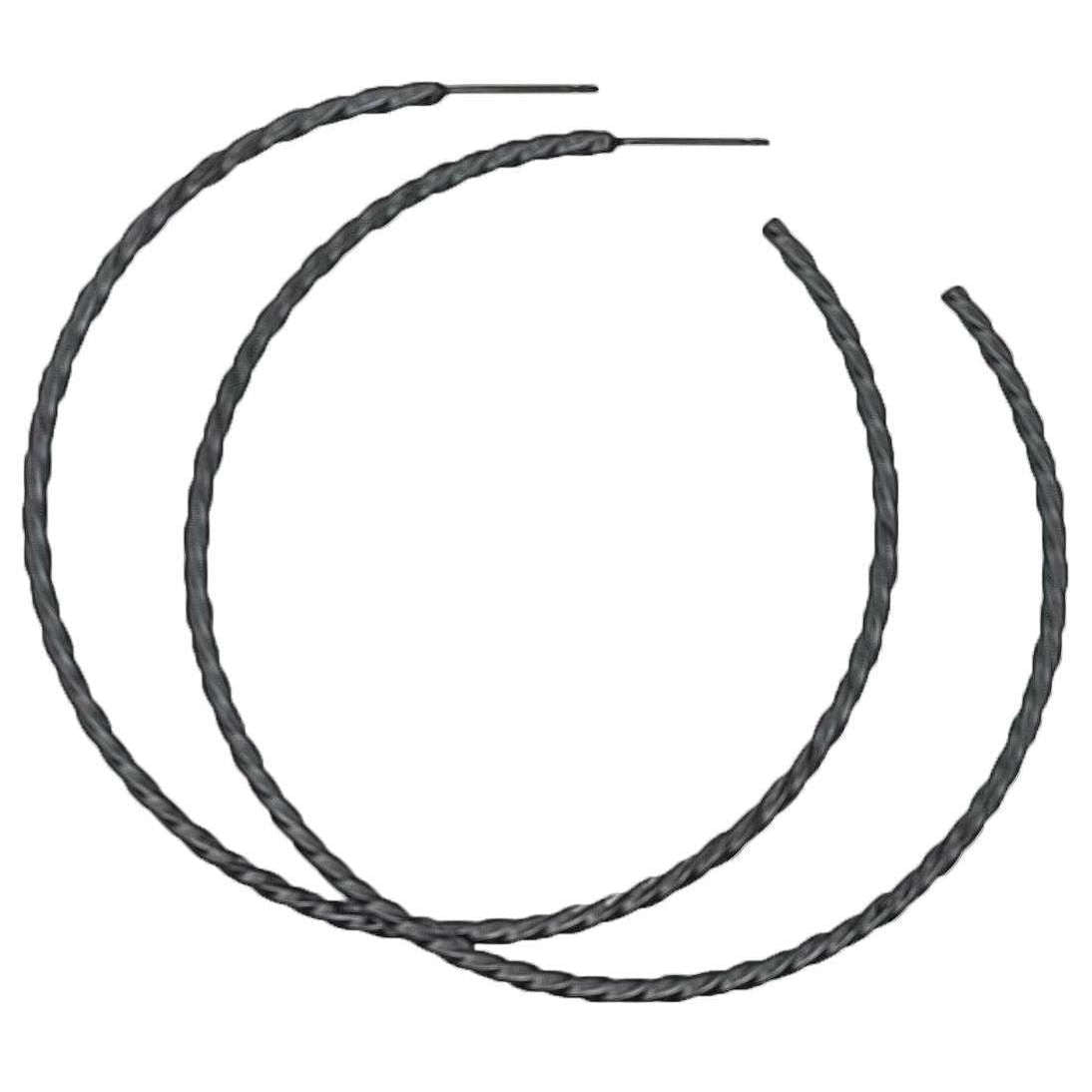 Ti2 Titanium Medium Twisted Hoop Earrings - Black