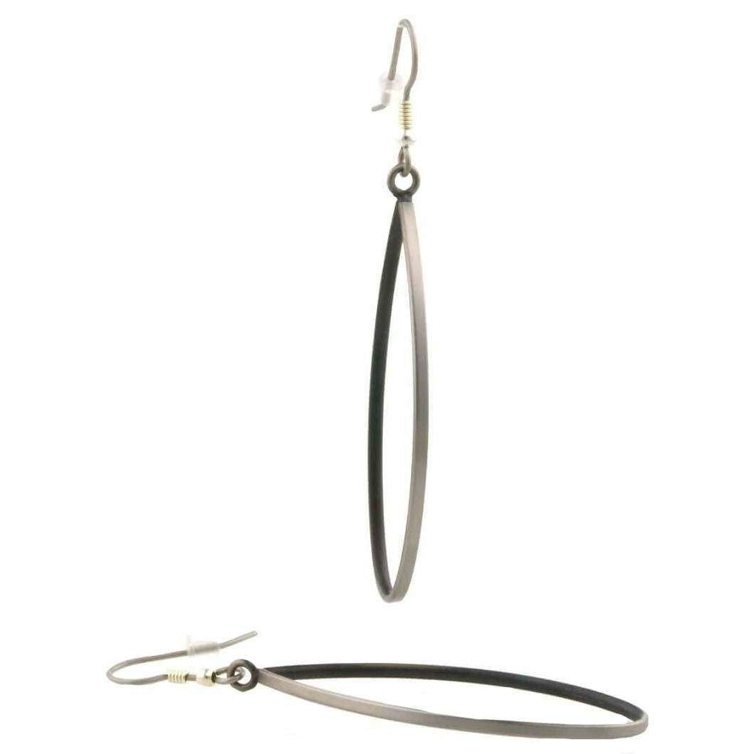 Ti2 Titanium Pear Shaped Drop Earrings - Black