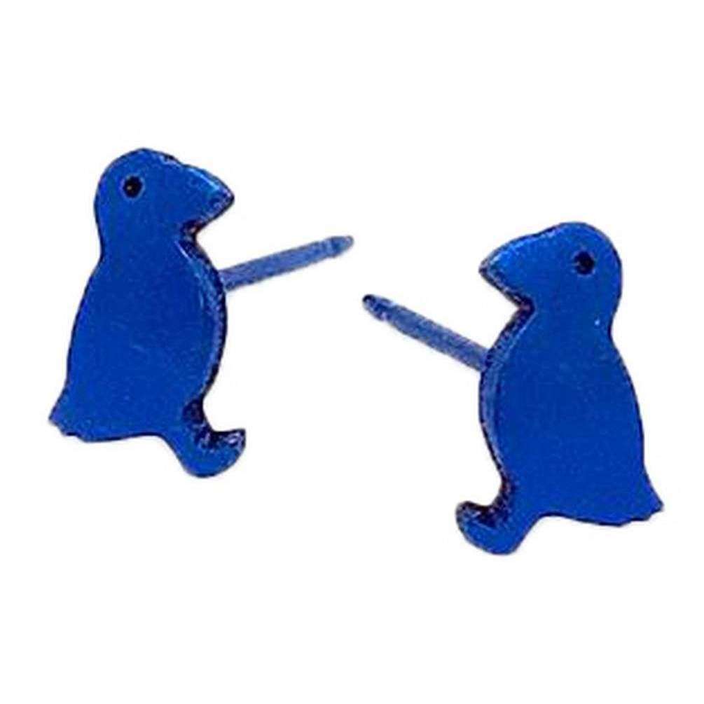 Ti2 Titanium Puffin 9mm Stud Earrings - Dark Blue