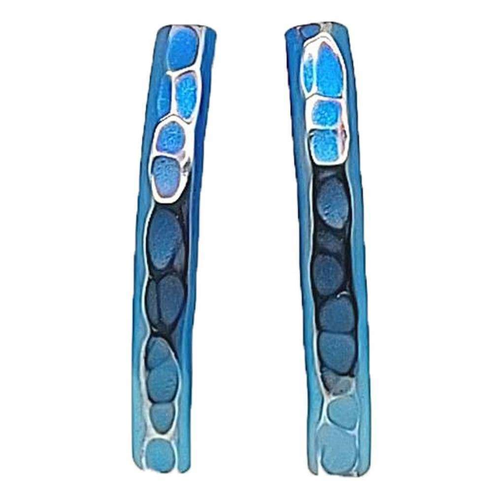 Ti2 Titanium Ripple Stud Earrings - Light Blue