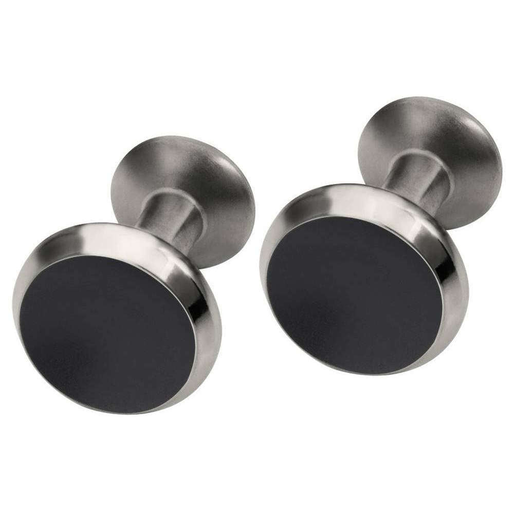 Ti2 Titanium Round Concave Cufflinks - Black