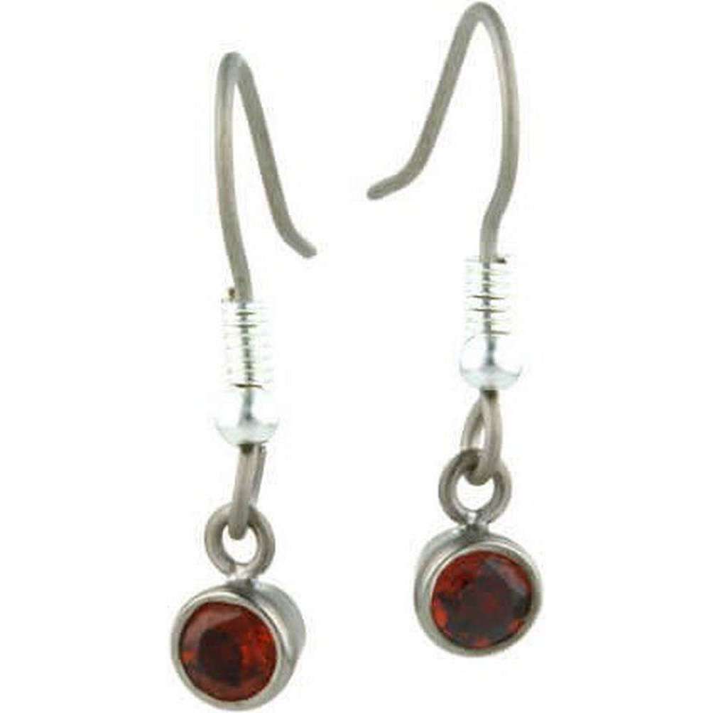 Ti2 Titanium Small Gem Stone Drop Earrings - Red