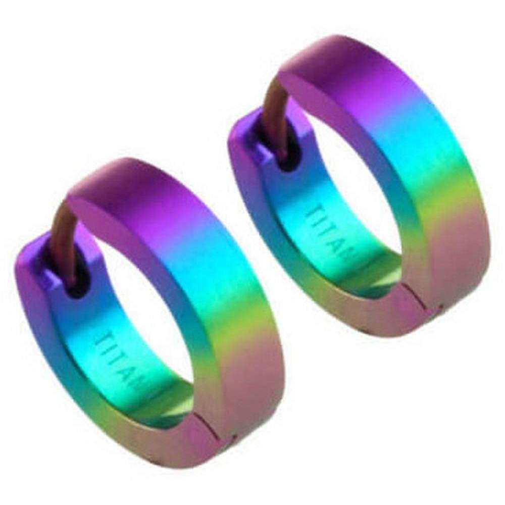 Ti2 Titanium Small Hoop Earrings - Rainbow B