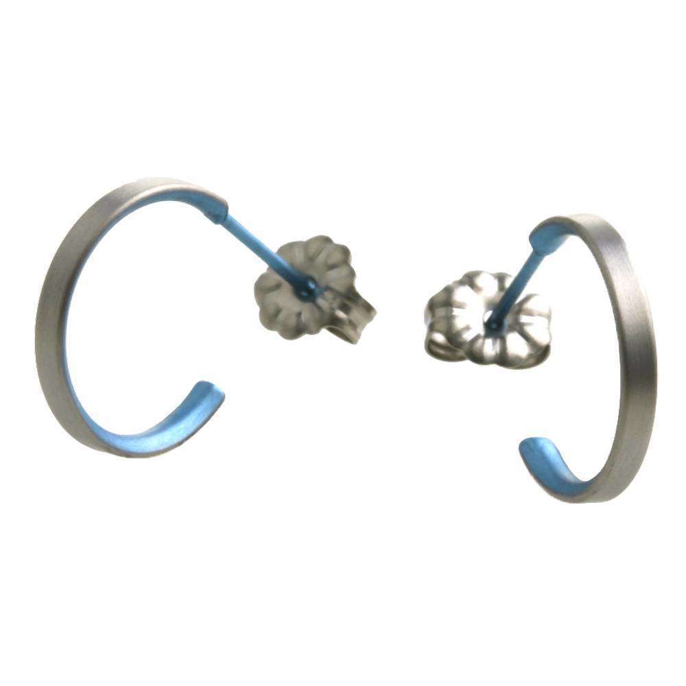 Ti2 Titanium Small Hoop Earrings - Sky Blue
