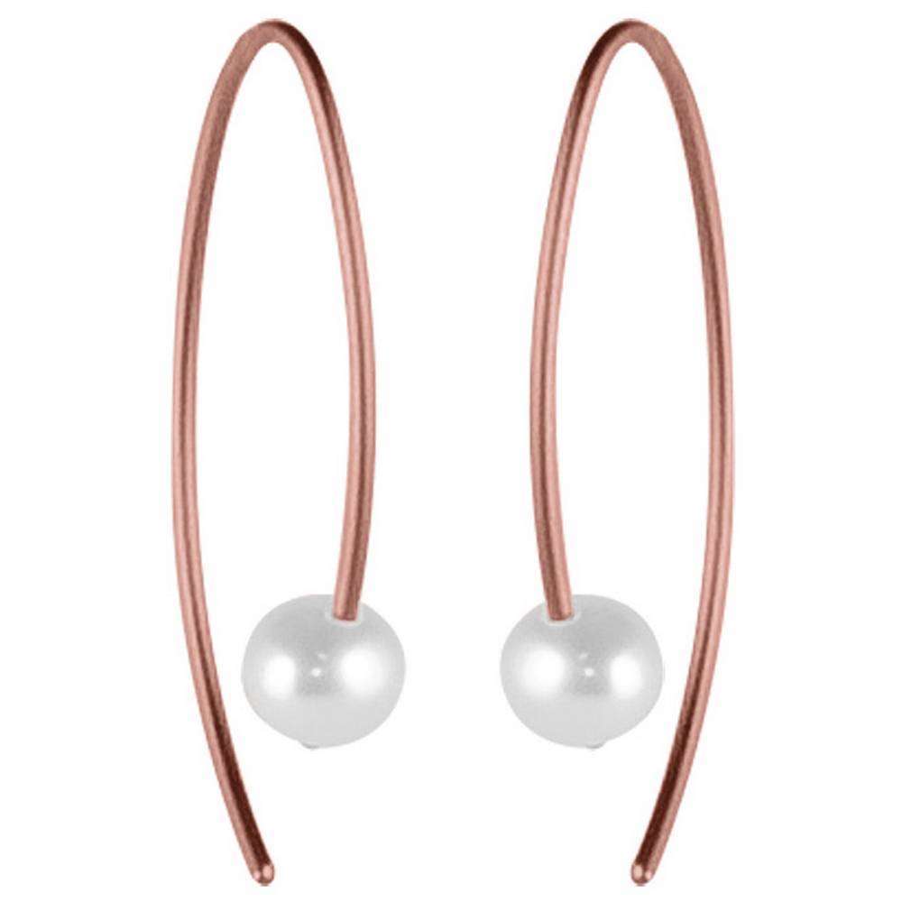 Ti2 Titanium Small Stem Pearl Earrings - Coffee Brown