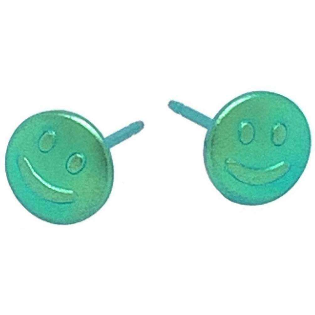 Ti2 Titanium Smile 6mm Stud Earrings - Fresh Green