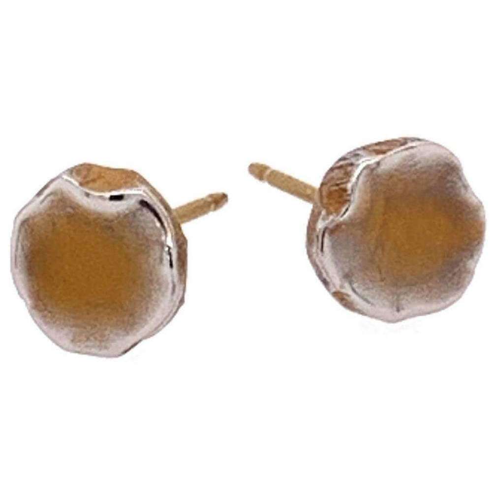 Ti2 Titanium Squashed 7mm Round Stud Earrings - Tan Beige