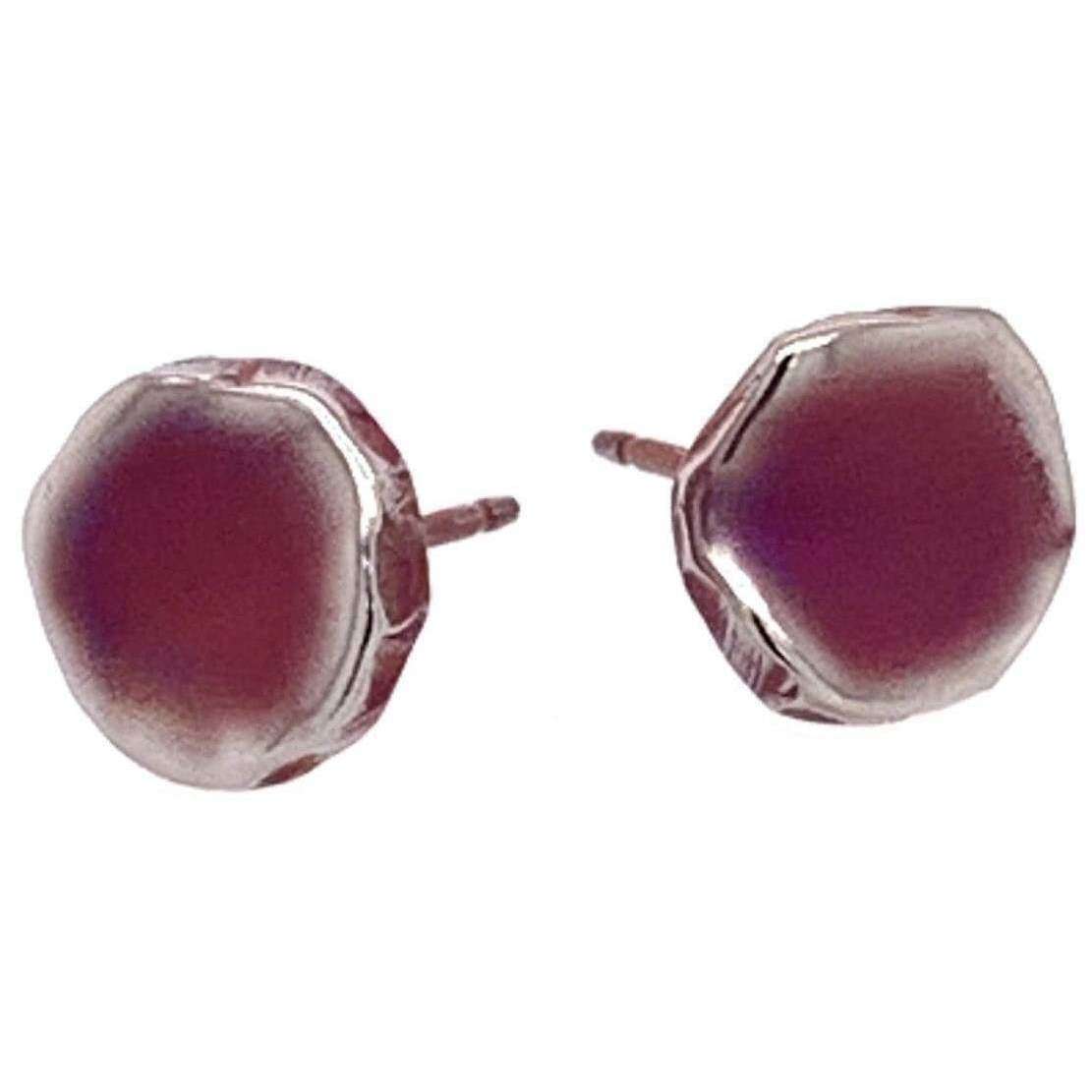 ti2 titanium squashed 9mm round stud earrings - coffee brown