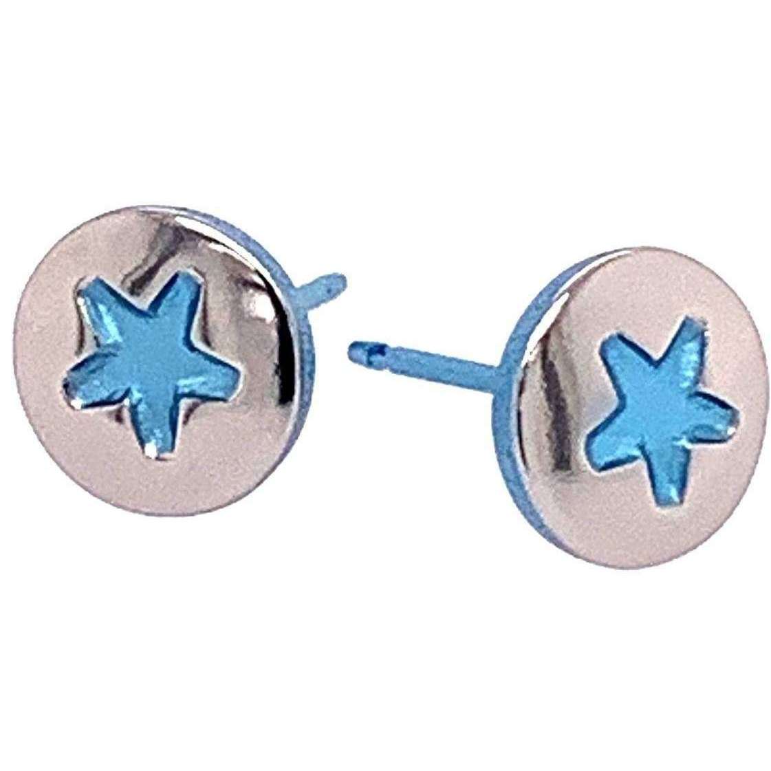 Ti2 Titanium Star Stud Earrings - Blue
