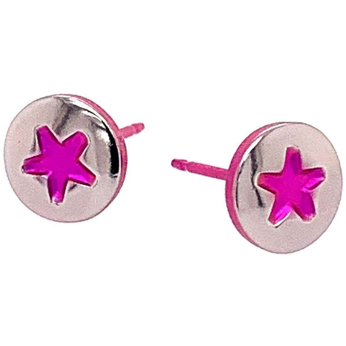 Ti2 Titanium Star Stud Earrings - Pink