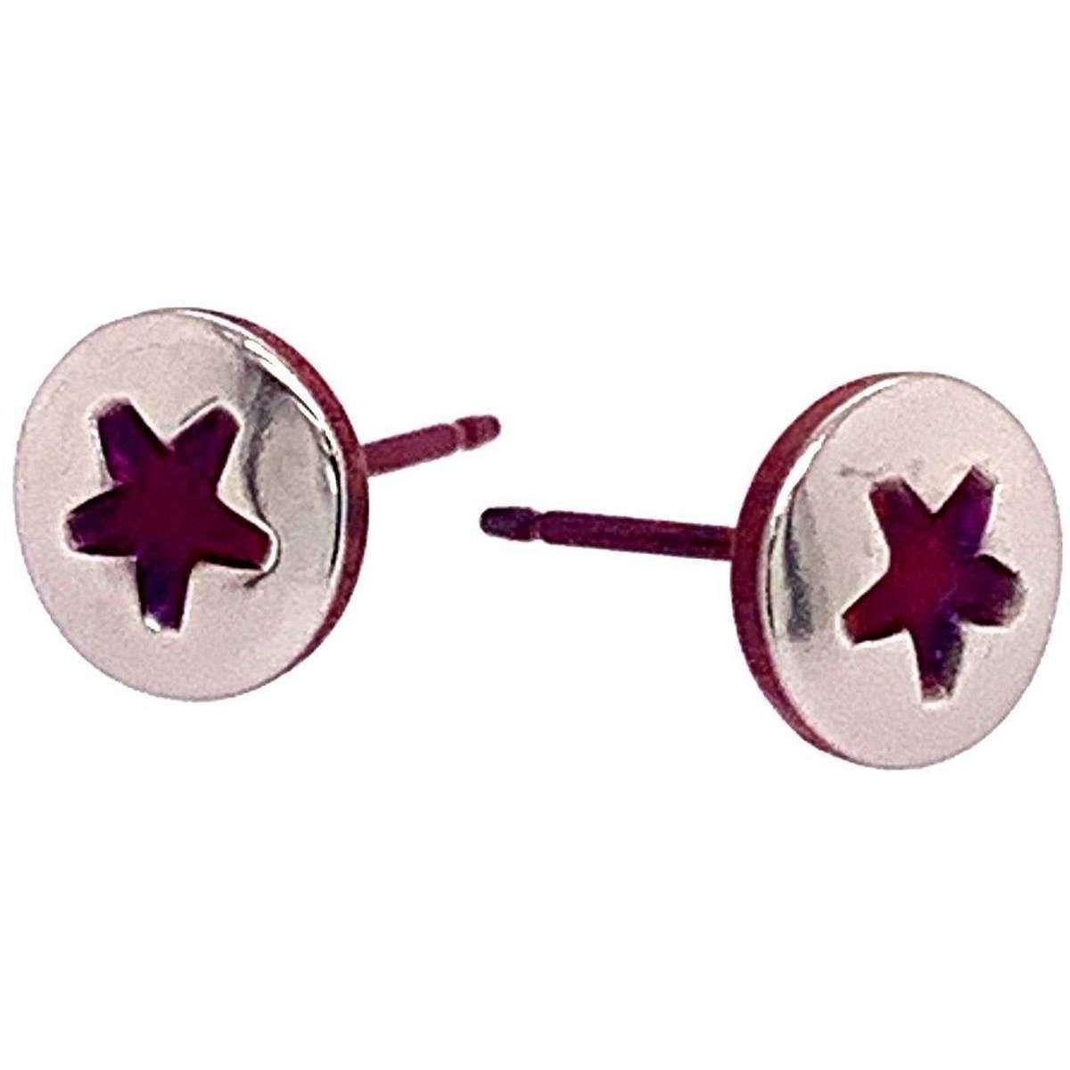 Ti2 Titanium Star Stud Earrings - Red