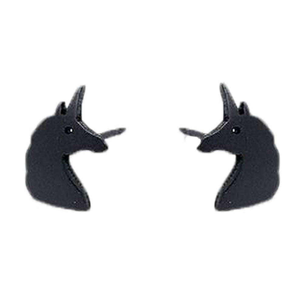 Ti2 Titanium Unicorn 9mm Stud Earrings - Black