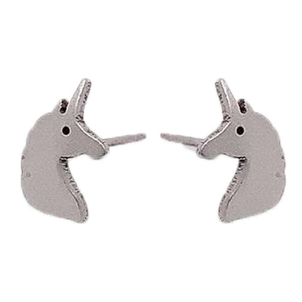 Ti2 Titanium Unicorn 9mm Stud Earrings - Natural Silver