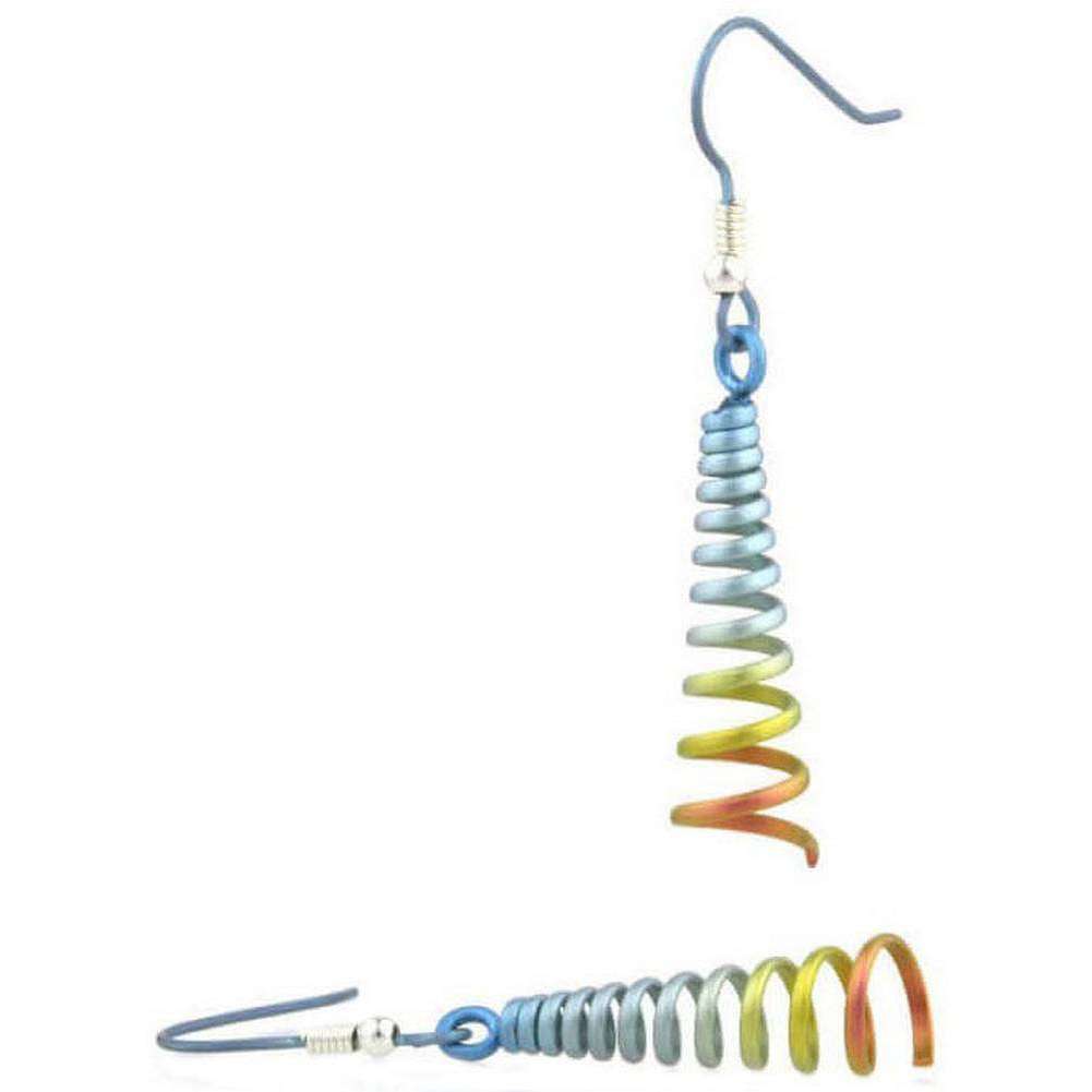 Ti2 Titanium Unicorn Horn Drop Earrings - Rainbow