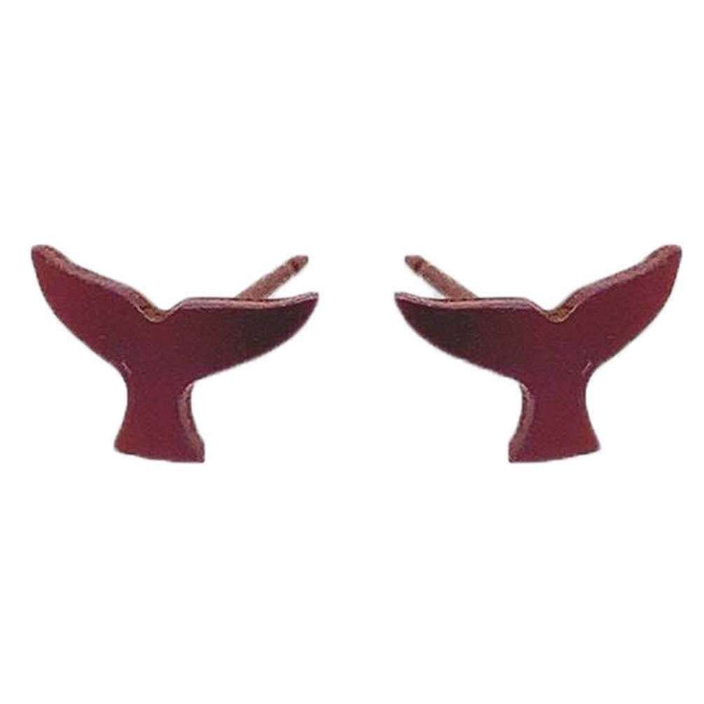 Ti2 Titanium Whale Tail 9mm Stud Earrings - Brown