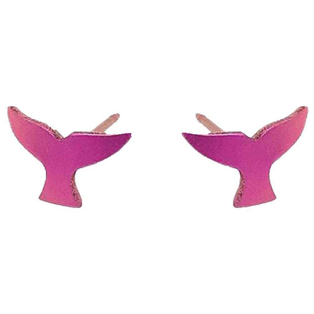 Ti2 Titanium Whale Tail 9mm Stud Earrings - Pink