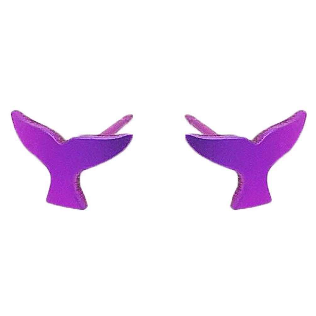 Ti2 Titanium Whale Tail 9mm Stud Earrings - Purple