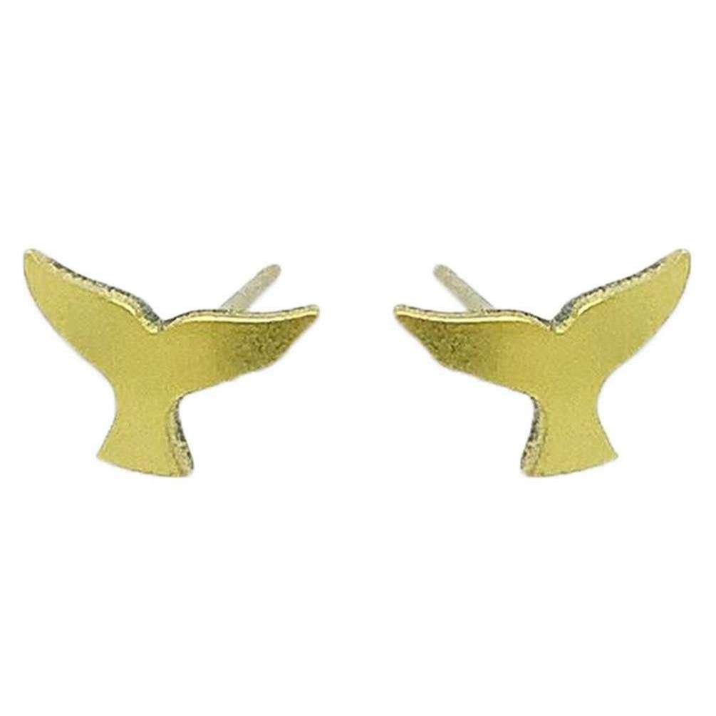 Ti2 Titanium Whale Tail 9mm Stud Earrings - Yellow