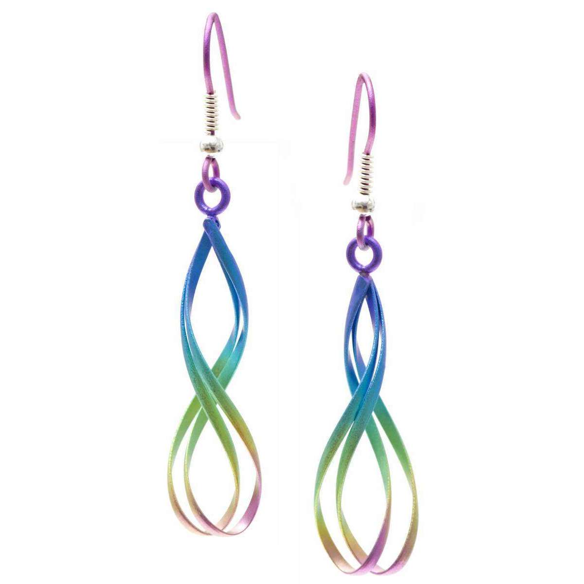 Ti2 Titanium Wirework Cassini Drop Earrings - Rainbow