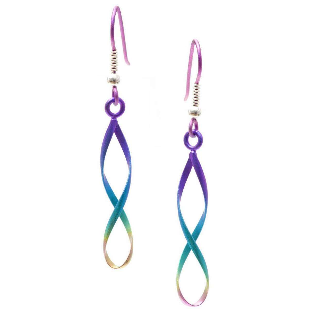 Ti2 Titanium Wirework Double Drop Earrings - Rainbow