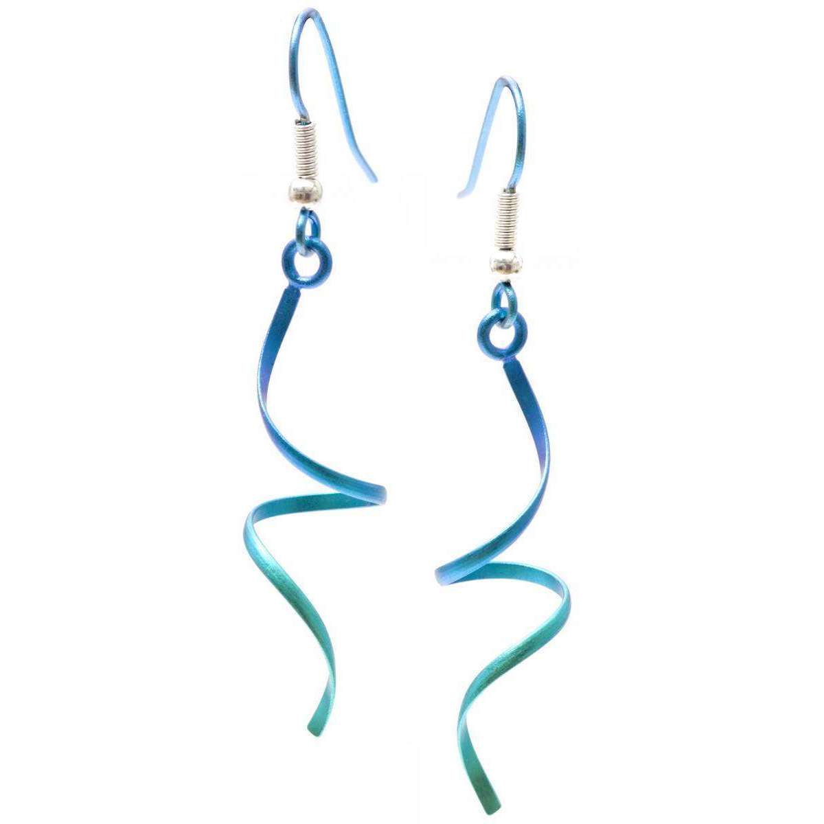 Ti2 Titanium Wirework Single Twist Drop Earrings - Green