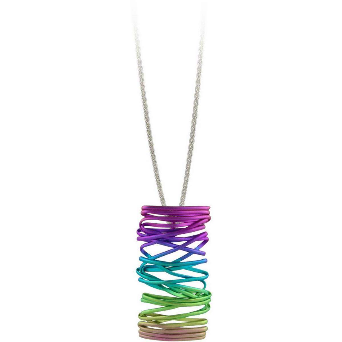 Ti2 Titanium Wise Rectangle Chaos Pendant - Rainbow