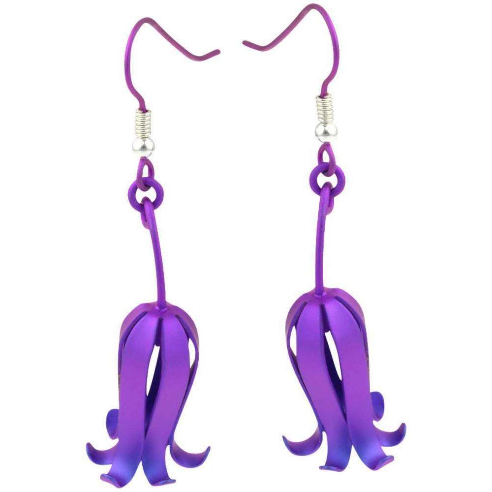 Ti2 Titanium Woodland Bluebell Drop Earrings - Purple