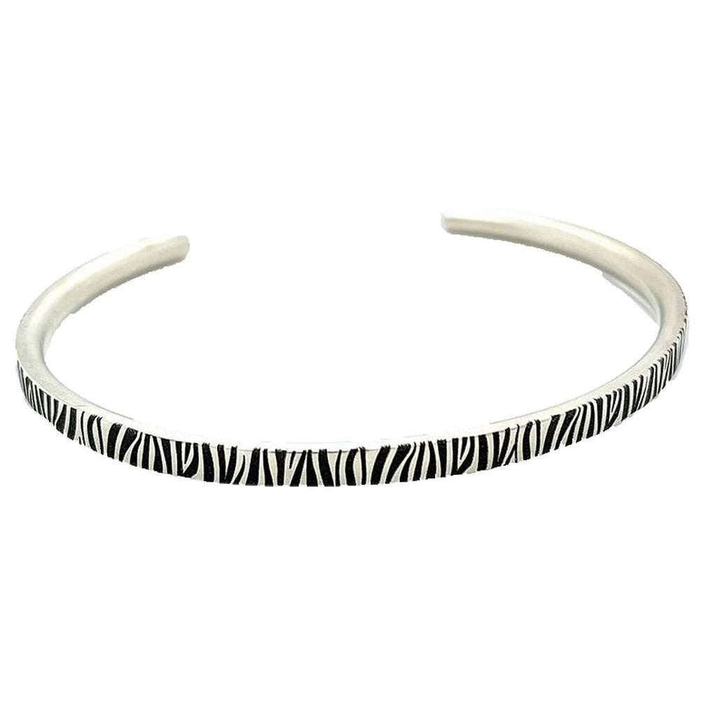 Ti2 Titanium Zebra Print Slim Torc Bangle - Silver/Black