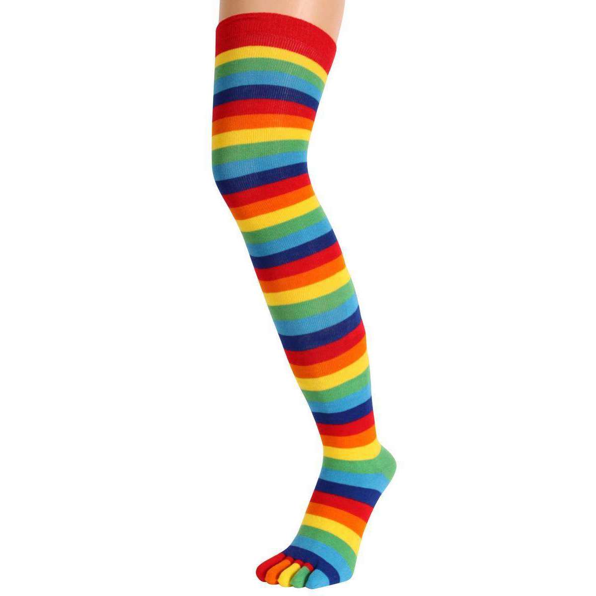 TOETOE Striped Over The Knee Toe Socks - Multi-colour