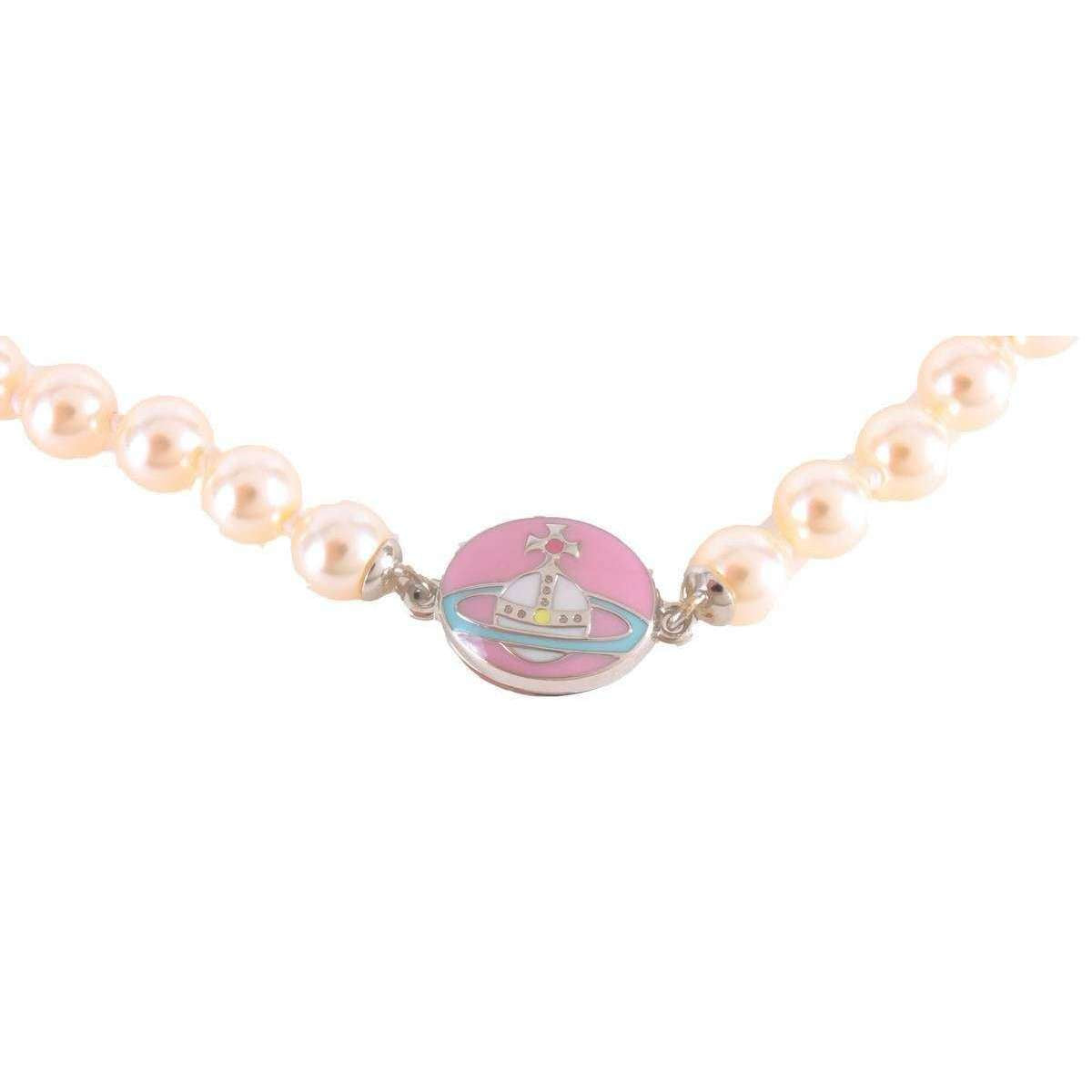 Vivienne Westwood Loelia Necklace - Rhodium/Light Pink/Cream Rose