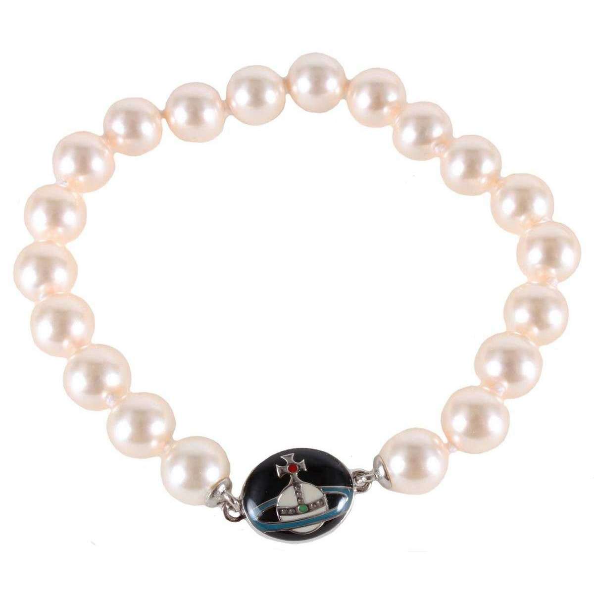 Vivienne Westwood Loelia Pearl Bracelet - Platinum/Black/Cream Rose