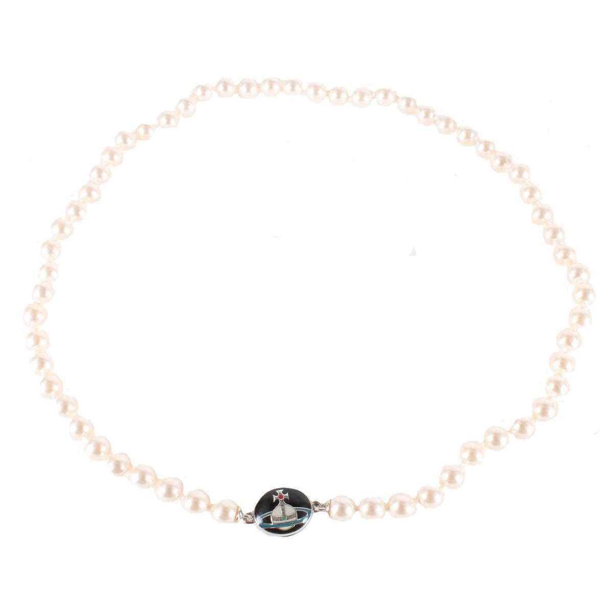 Vivienne Westwood Loelia Pearl Necklace - Platinum/Black/Cream Rose
