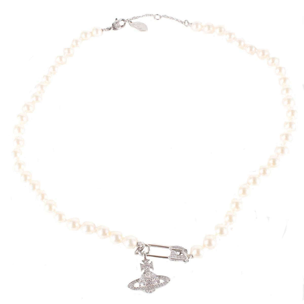 Vivienne Westwood Lucrece Pearl Necklace - Platinum/Light Cream Rose/White