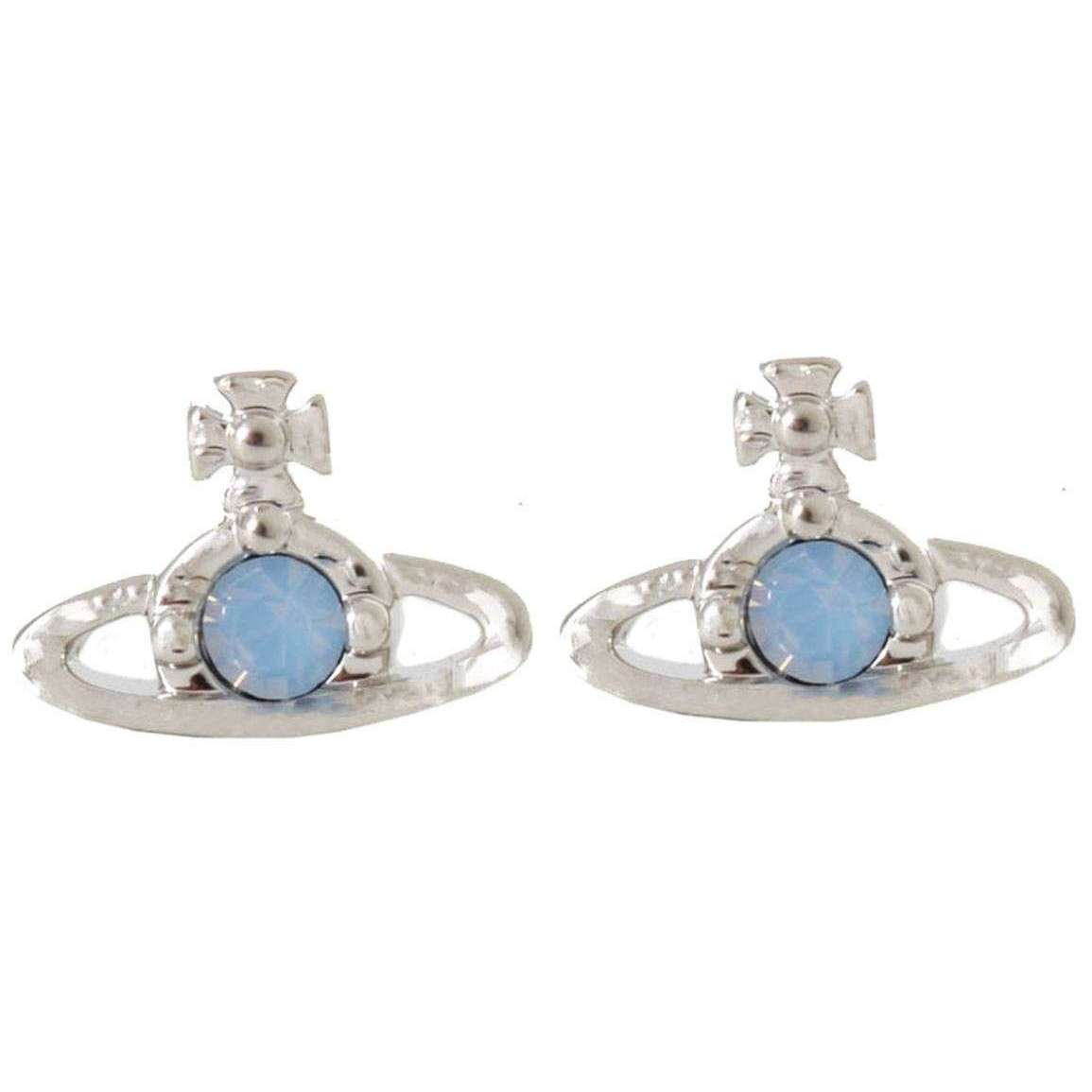 Vivienne Westwood Nano Solitaire Earrings - Platinum/Air Blue Opal