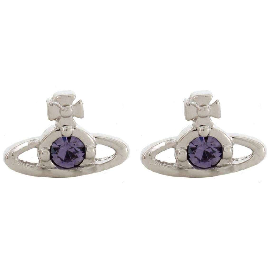 Vivienne Westwood Nano Solitaire Earrings - Platinum/Tanzanite Purple