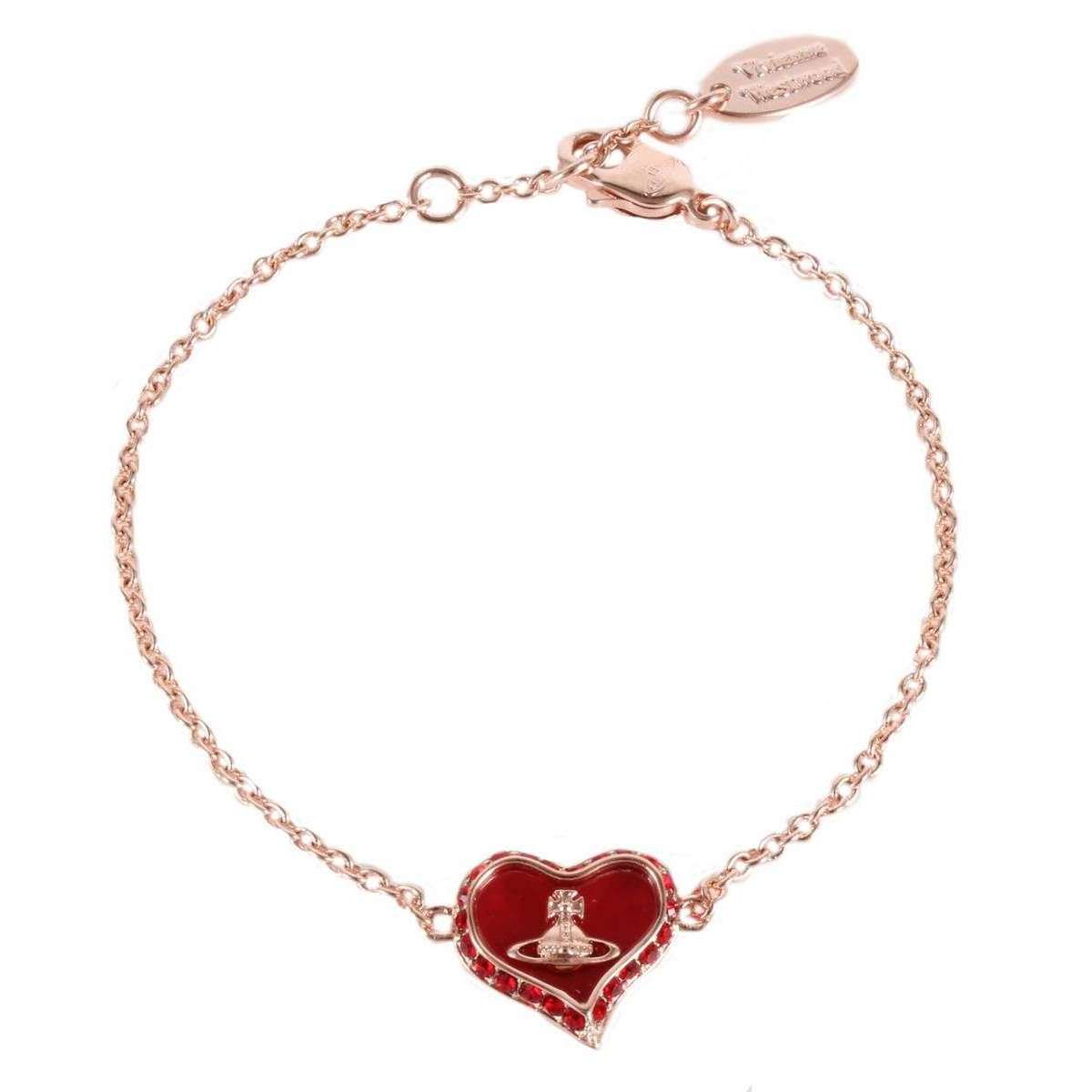Vivienne Westwood Petra Heart Bracelet - Pink Gold/Light Siam/Flame Pearl
