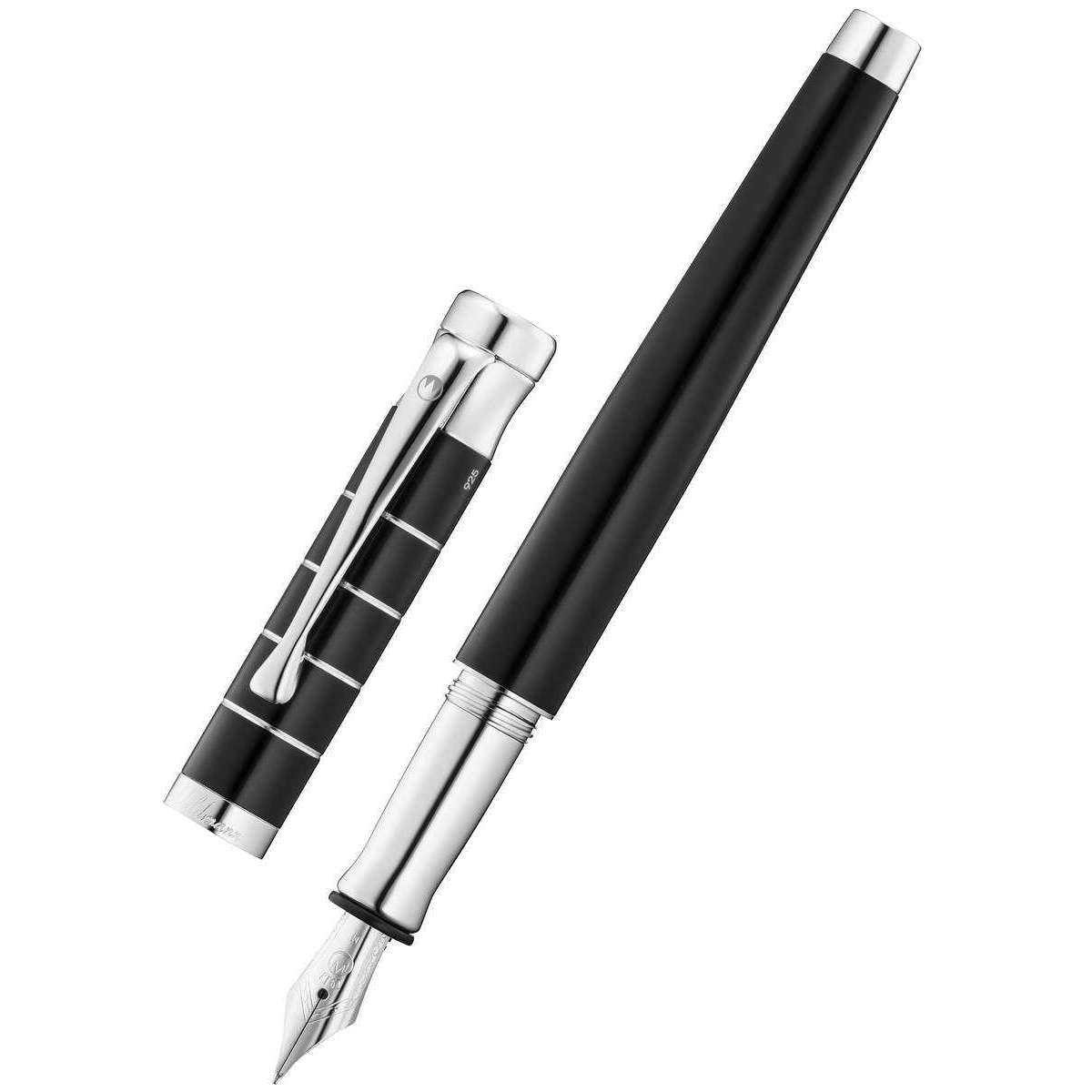Waldmann Pens Tango Ring Stainless Steel Nib Fountain Pen - Black