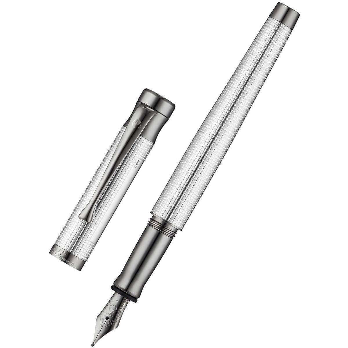 Waldmann Pens Tango Squares Stainless Steel Nib Fountain Pen - All Silver