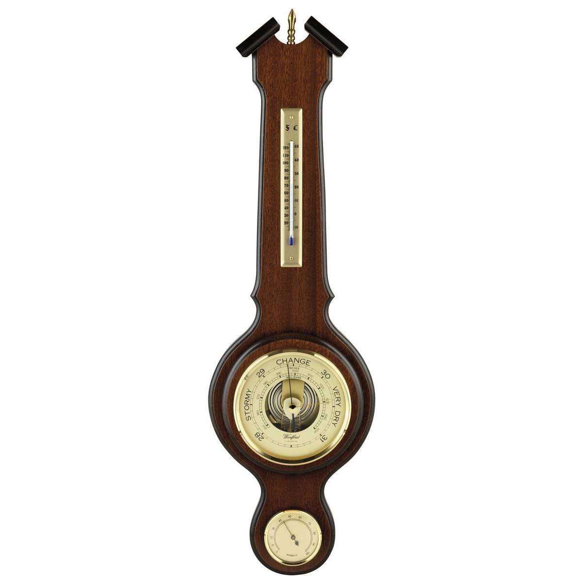 Woodford Veneered Barometer and Thermometer - Brown/Bronze